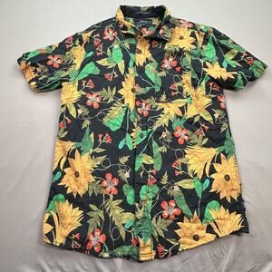 Roark Shirt Mens Small Floral Classic Fit Organic Linen Hawaii Hawaiian Casual